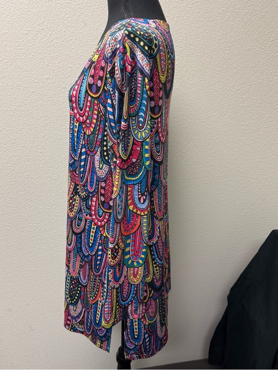 Pink Paisley Print Tunic Dress Boho Stretch Long Sleeve Swing XXL Bright - Picture 4 of 10